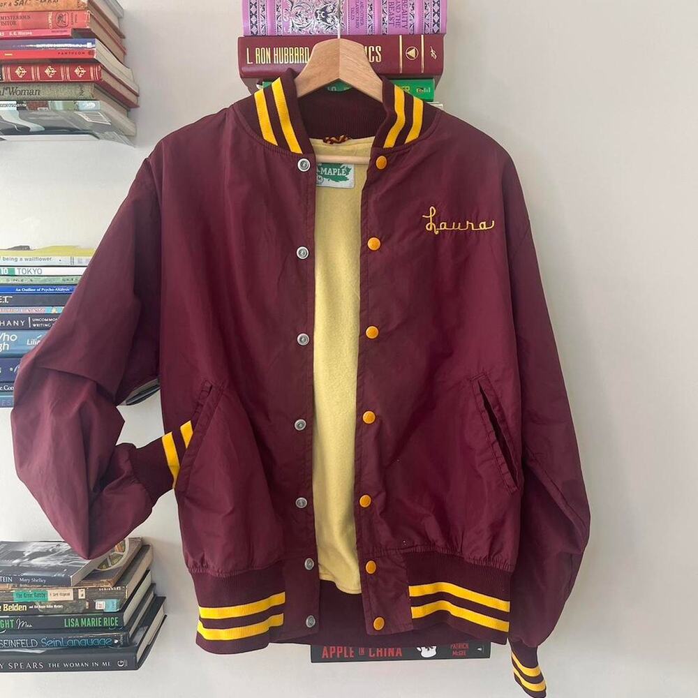 Vintage 1970s Equestrian Bomber Varsity Jacket - Laura Personalization Size M